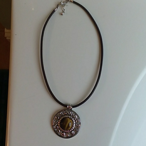 Chicos Leather Cord Pendant Choker - Picture 4 of 5